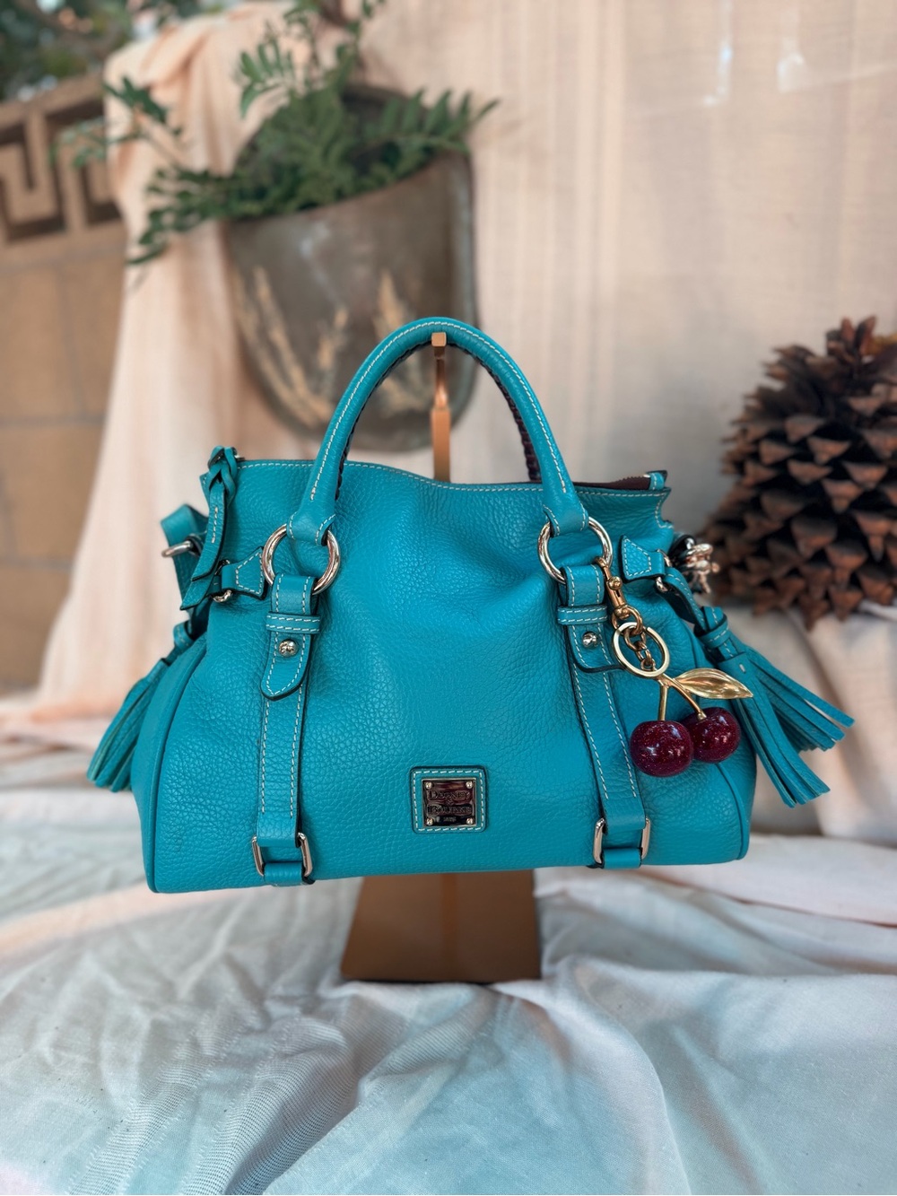 Dooney & Bourke Turquoise Pebble Leather Satchel